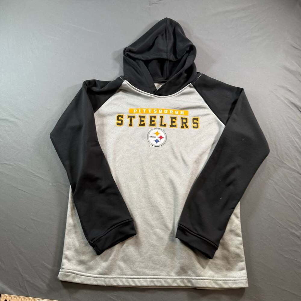 Pittsburgh Steelers NFL Black Gray Performance Hoodie Pullover Youth